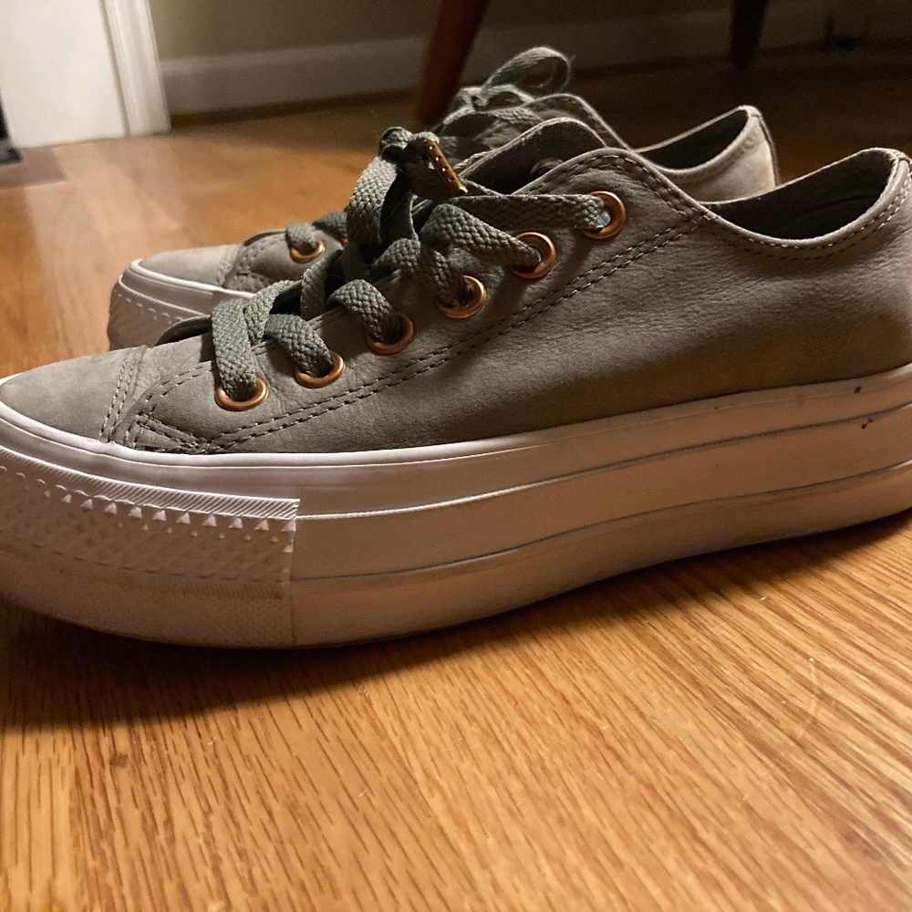 Converse Olive Green Platform Sneakers